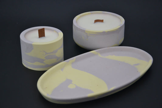 Levendula ásványgyanta gyertyaszett