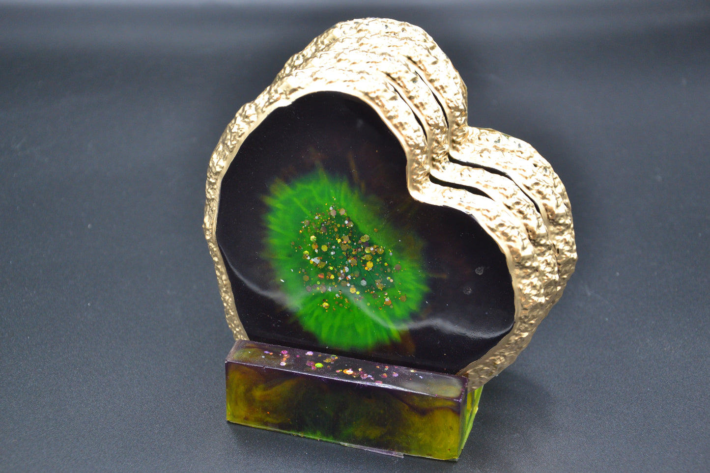 Epoxy pohár alátét készlet tartóval (zöld)