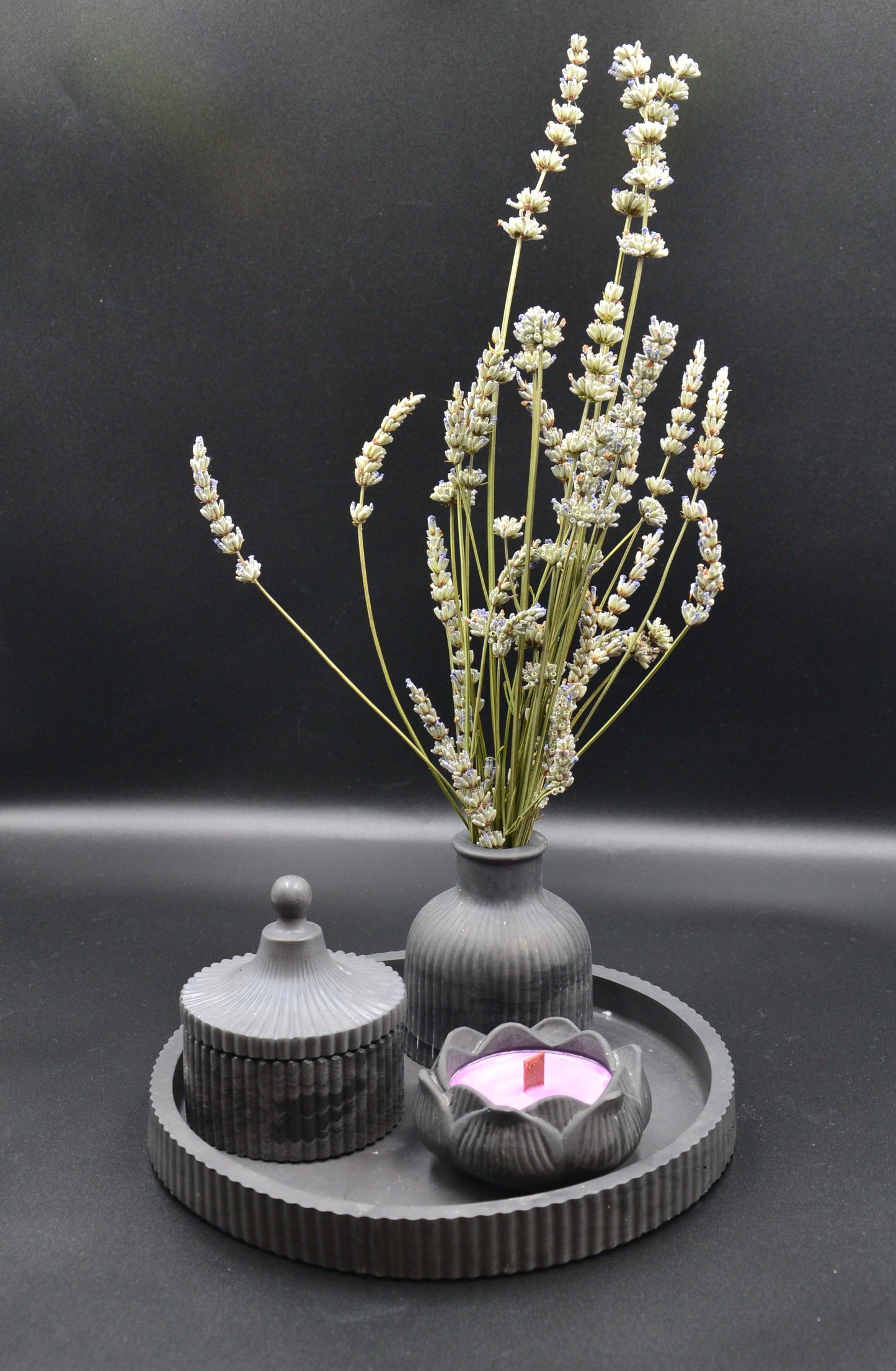 Gótikus gyertyaszett tálcával