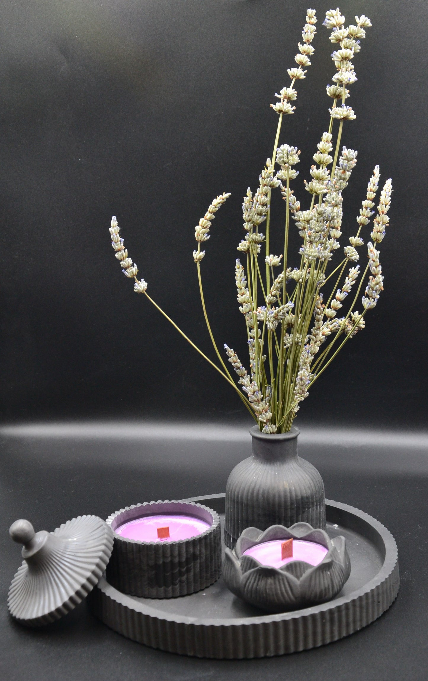 Gótikus gyertyaszett tálcával