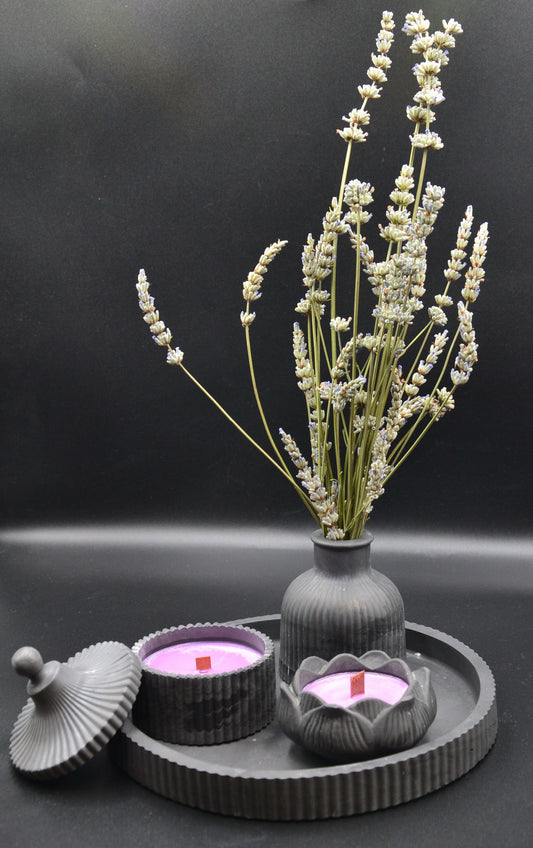 Gótikus gyertyaszett tálcával