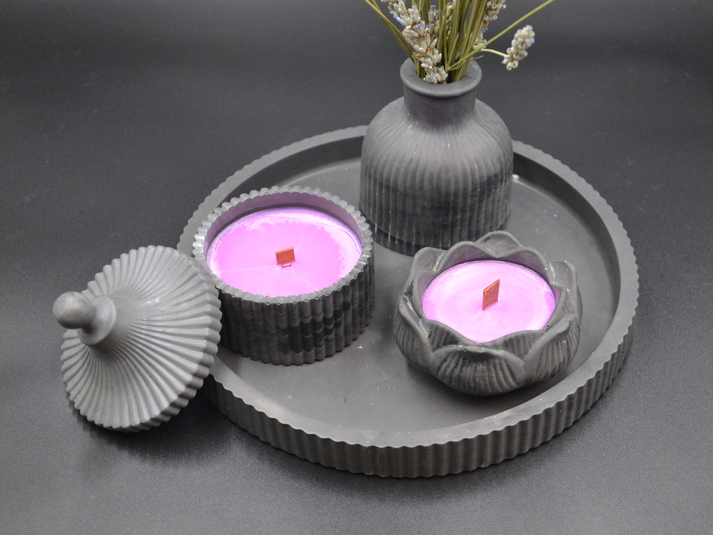 Gótikus gyertyaszett tálcával